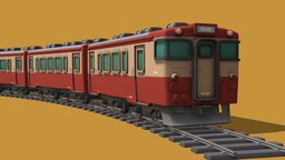 Cartoon Commuter Train train, japan, modeltrain, stylised, kiha40