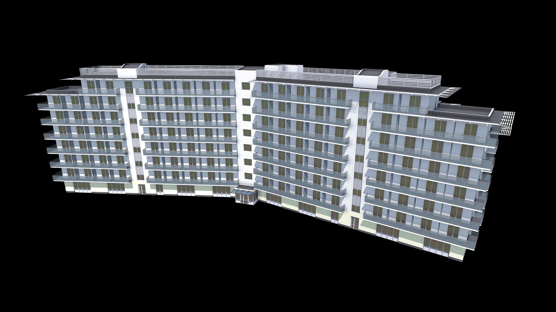 Low-poly model of Hotel Building 3d model