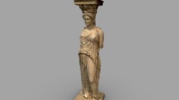Caryatid rome, greek, ancient, sculpted, athens, photorealistic, greece, marble, statue, roman, athena, realitycapture, photogrammetry, scan, stone, sculpture