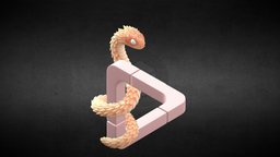 Impossible Figure with Bush Viper impossible, geometry, escher, b3d, illusion, snake, surreal, mathematics, blender, abstract