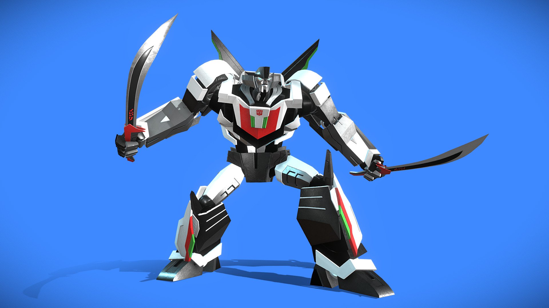 3D model rig of Wheeljack, an Autobot from the Transformers Prime series. With rigging and PBR materials, ensuring appropriate usability for animations and games.

The native file type is BLEND as it was created with Blender, however with OBJ, FBX as well as PBR textures provided, it will work with any 3D programs.

All rights of the Transformers brand belongs to Hasbro.

&mdash;NOTES&mdash;
For a more in depth look of the purchasable package, check out the portfolio post: https://www.artstation.com/artwork/q9K29a

&mdash;DETAILS&mdash;

In this package includes:





Blender file (.BLEND) with armature rigging, proper materials and PBR textures set up.




PBR textures in 4K, including these maps: Color, Metallic, Specular, Roughness, Emission.




OBJ and FBX files.



The model in Blender project file also completed with Crease edges and therefor, subdivision ready.

Thank you for your support of my products and look out for more soon 3d model