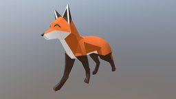 Fox cute, cycle, fox, asset, game, low, poly, animal, walk, animated