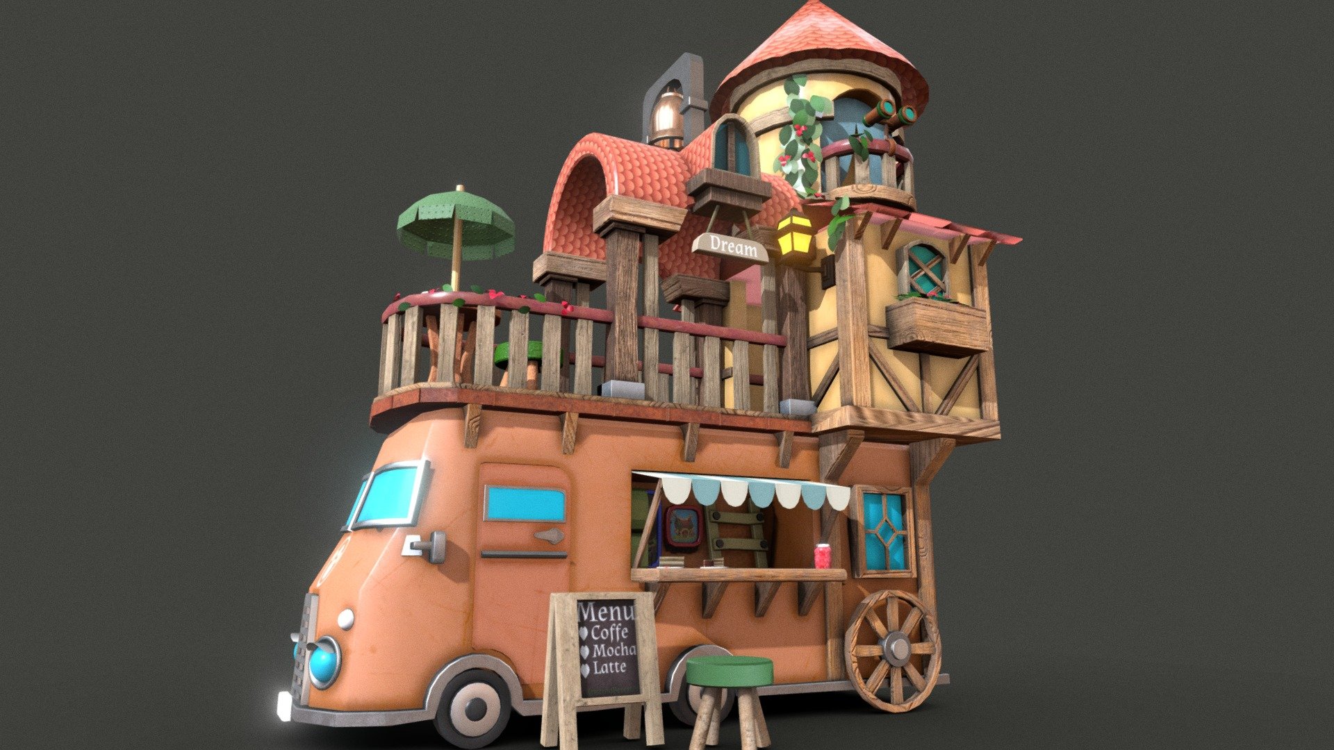 cafe on wheels  model using Blender and substance painter :) 
If you download, please like It’s not difficult for you, but it’s nice for me :) - cafe on wheels - 3D model by KristinaBeresten (@KrisBer) 3d model