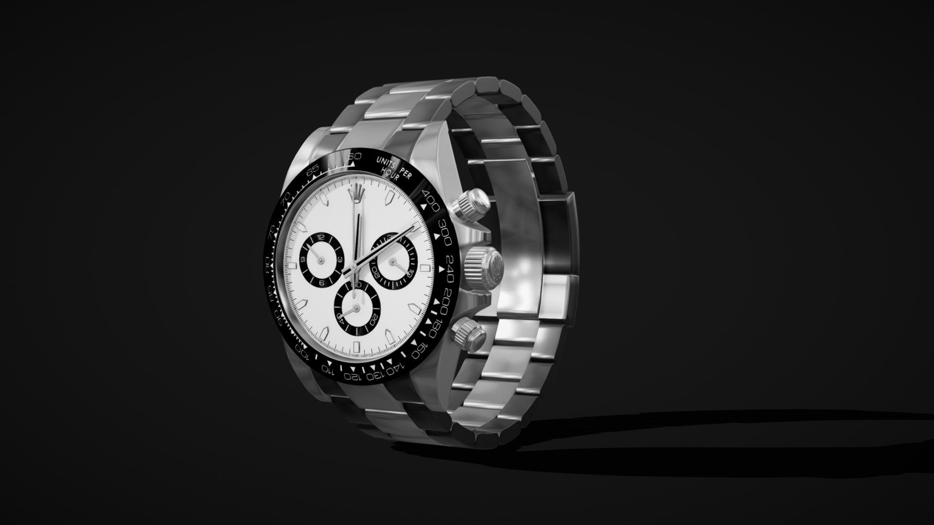 Its a 3D model of a watch
High poly 3d realistic model,
Rigged for all hands and buttons,
Animated second hand for a one minute loop 3d model
