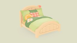 Cute stylized bed cute, bed, kawaii, substancepainter, blender, lowpoly, anime, gameready, resortopia