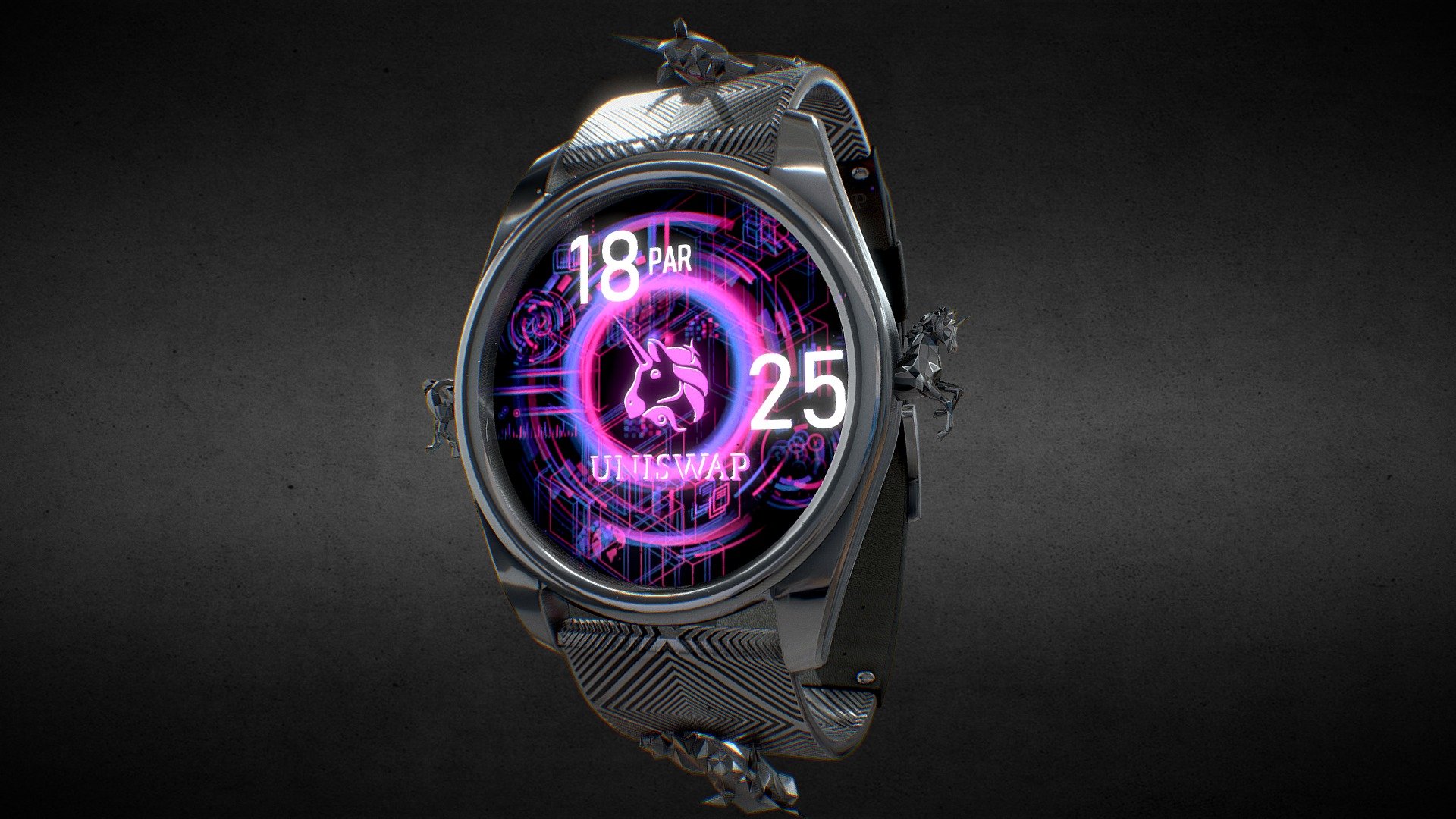 Awersome stainless steel Uniswap Coin Watch.

Currently available for download in FBX format.

3D model developed by AR-Watches 3d model