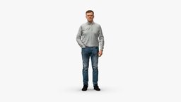 001534_The Man in the Gray Hoodie style, fashion, urban, comfortable, gray, jeans, realistic, casual, everyday, booties, lifestyle, posture, sweatshirt, contemporary, simplicity, middle-aged, relaxed, character, 3d, art, model, man, digital, blue, black