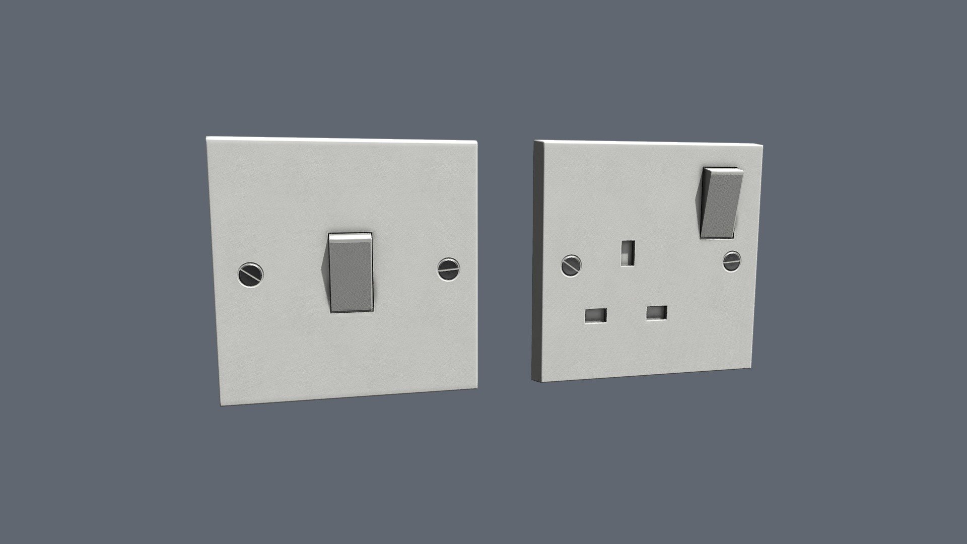Plug and light switch for use in architecture scenes or projects

To scale in CM

x5 textures 4096 x 4096 pixels   AO, DIFFUSE, METAL, ROUGHNESS, NORMAL - Lightswitch Plug - Buy Royalty Free 3D model by Philip Gilbert (@PhilipAGilbert) 3d model