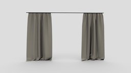 Low Poly Small Window Curtains small, double, window, panel, curtains, drape, pbr, low, poly