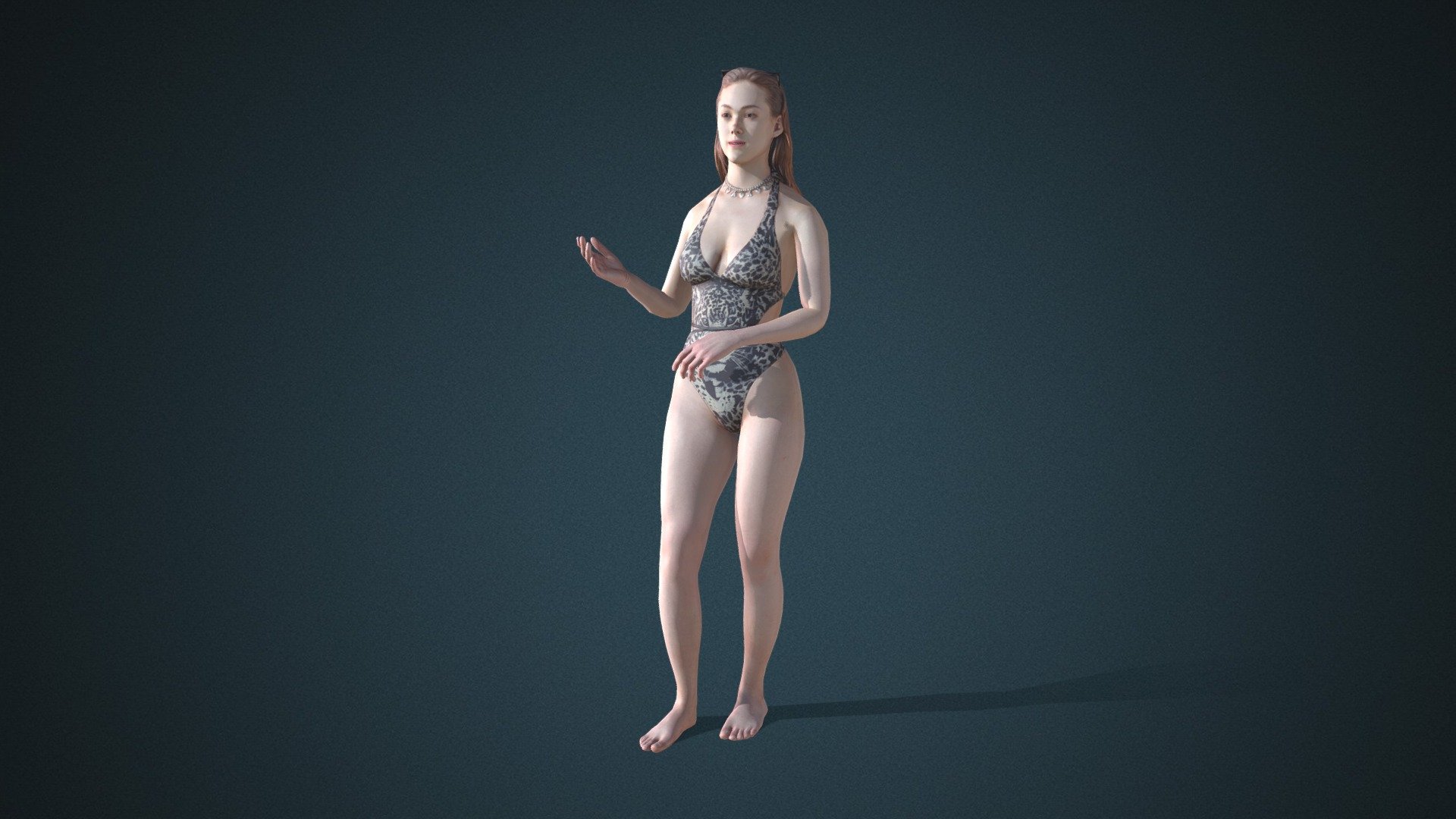 Do you like this model?  Free Download more models, motions and auto rigging tool AccuRIG (Value: $150+) on ActorCore
 

This model includes 2 mocap animations: Female__Talk, Female_Walk. Get more free motions

Design for high-performance crowd animation.

Buy full pack and Save 20%+: Beachwear Vol.2


SPECIFICATIONS

✔ Geometry : 7K~10K Quads, one mesh

✔ Material : One material with changeable colors.

✔ Texture Resolution : 4K

✔ Shader : PBR, Diffuse, Normal, Roughness, Metallic, Opacity

✔ Rigged : Facial and Body (shoulders, fingers, toes, eyeballs, jaw)

✔ Blendshape : 122 for facial expressions and lipsync

✔ Compatible with iClone AccuLips, Facial ExPlus, and traditional lip-sync.


About Reallusion ActorCore

ActorCore offers the highest quality 3D asset libraries for mocap motions and animated 3D humans for crowd rendering 3d model