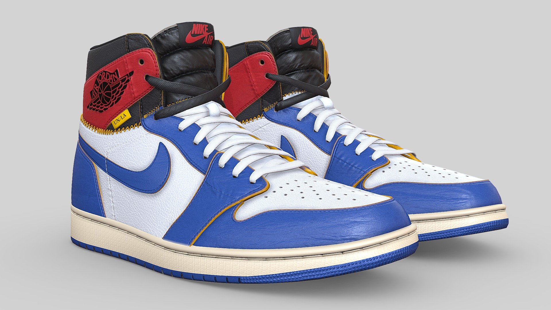 Optimised version of my Jordan 1 Union LA shoe model. 

Reduced polycount and the model uses just one texture set!

This Low Poly version is also included in the full version available here:
https://sketchfab.com/3d-models/jordan-1-union-la-retro-high-nrg-storm-blue-73a8b67525d9457bab660d91386ce051 - Jordan 1 Union LA Storm Blue Game Ready - 3D model by Joe-Wall (@joewall) 3d model