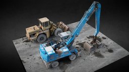 construction-site machine vehicles scan vehicles, drone, machine, construction-site, photoscan, photogrammetry, scan, air, industrial