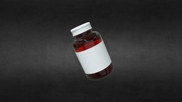 Amber Glass Pill Bottle capsule, jar, realistic, science, medicine, amber, health, medication, pill, pharmacy, sick, cure, supplements, pharmacology, glass, 3d, low, poly, medical, bottle, vitamins