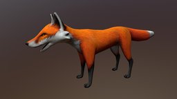 Fox fox, lowpolymodel, low-poly, game, art, gameart, creature, animal, stylized, gameready