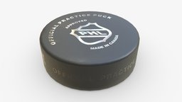 Ice Hockey Puck hockey, winter, ice, flat, stick, league, equipment, play, round, professional, rubber, puck, competitive, game, 3d, pbr, sport, black, practice