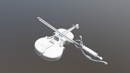 Violin violin, bow, schoolproject, modeling-maya, modeling, model3d, violinandbow