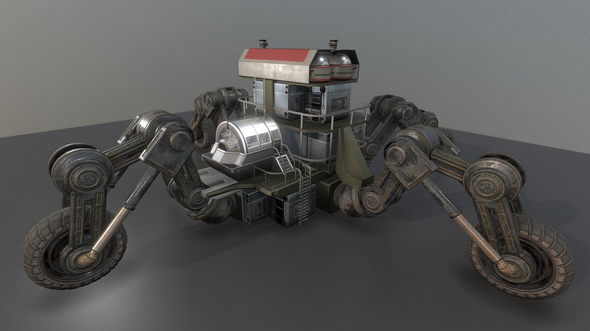 Here's a reworked version of my futuristic five-wheeled building design which I started 2016. 



I improved the rig so that it`s easier to handle.



Blender Demo-video

First I had a rig for every wheel component and every living unit, now there is one rig for everything. 

So its easier to import this vehicle in Unity or Unreal without problem.
Next I will create some more animations for this.


Used software:


Model, Rig and Animation Blender 2.79
Textures 3d-coat

 - Futuristic Five-Wheeled Building (Five Wheeler) - 3D model by 3DHaupt (@dennish2010) 3d model
