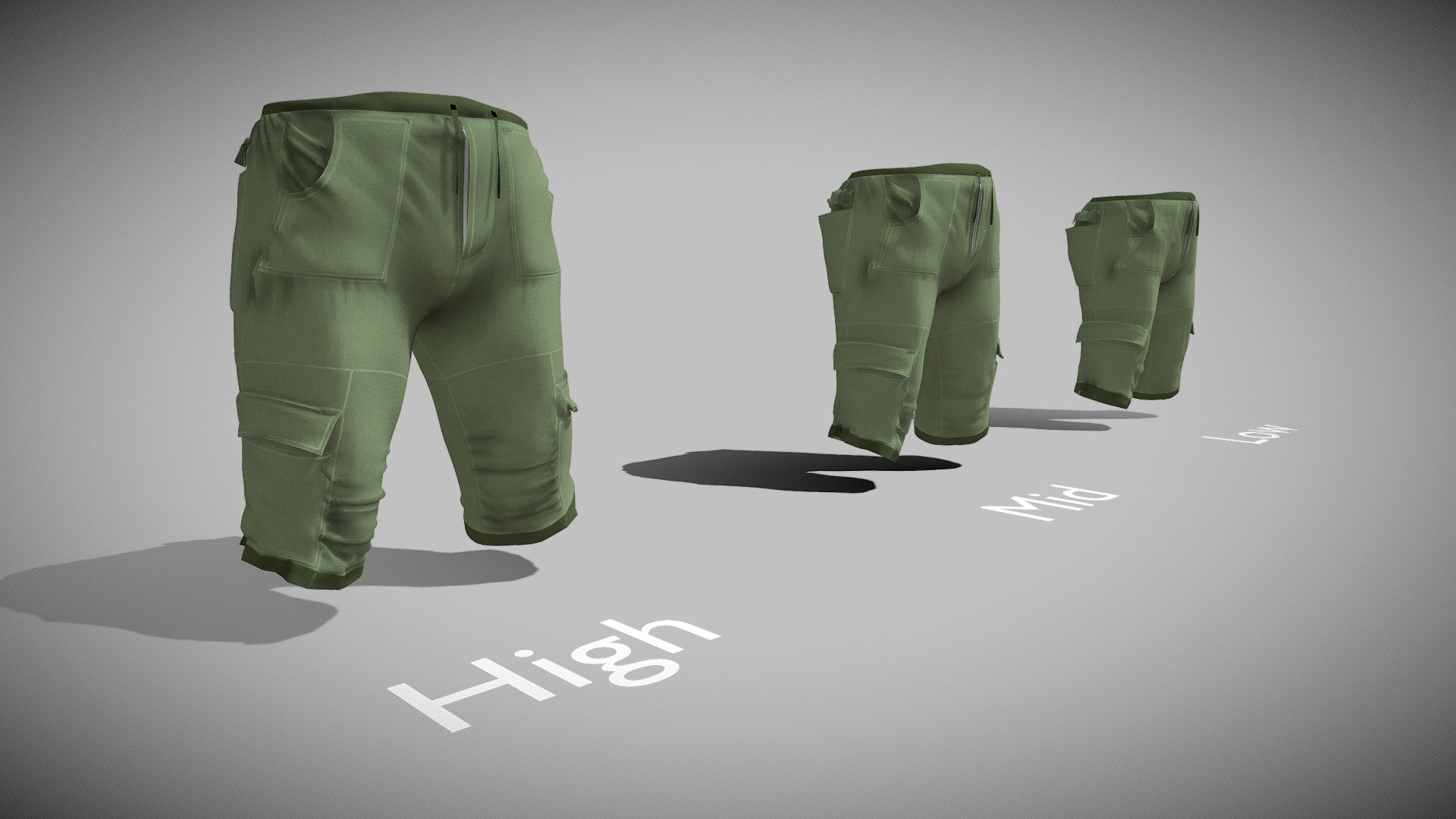 Cargo Shorts made in marvelous designer and reworked in blender. This model comes in quad topology with a variety of file format! Alembic, FBX, OBJ, Blend, Gltf, Stl with 3 Level of details!

All the Marvelous Designer files are available in the archive.

This model is available in 3 levels of detail!

LowPoly: Verts: 71098 Tris: 105768 Mid: Verts: 114316 Tris:176356 High: Verts: 222014 Tris:355448

All my models are made with love for you to enjoy! Cheers! - Cargo Shorts - Buy Royalty Free 3D model by DGNS (@GuillaumeDGNS) 3d model