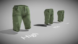 Cargo Shorts quad, avatar, geometry, skate, shorts, clothes, 3dcoat, pants, secondlife, skater, rider, cargo, engine, outfit, engien, game, low, poly, car, 3dclothing