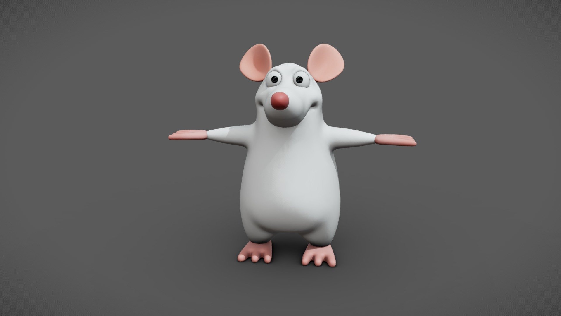 3D model Mouse - grey - Cartoon style - rigged VR / AR / low-poly rigged