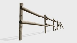 Log Fence fence, wooden, log, medeival, modular-fence, wooden-fence, log-fence