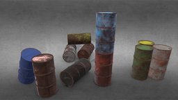 Barrel- Pack 03 barell, game-asset, lowpolymodel, asset, 3d-barrel, lowpoly-barell