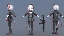 [Arknights] W (T-Pose) cute, t-pose, moe, w, tpose, readyforgame, girl, cartoon, game, 3dsmax, pbr, female, zbrush, gun, anime, rigged, arknights, accurig