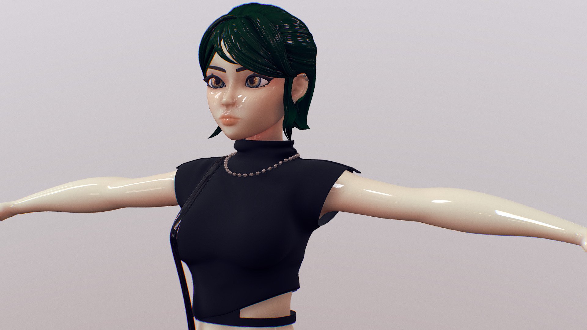 Cyberpunk fashion inspired NPC girl. Everything was made by me in Blender! - CYBERPUNK NPC GIRL - 3D model by Kathy Kim Nguyen (@kathykim) 3d model