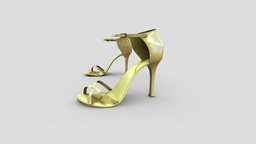 Female Ankle Straps High Heels Gold Court Shoes court, high, heel, fashion, girls, wedding, summer, shoes, sandals, straps, ankle, beautiful, heels, womens, elegant, formal, bridal, pbr, low, poly, female, gold