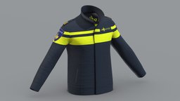 Dutch Police Jacket Low Poly PBR police, marine, vray, cloth, soldier, army, jacket, clothes, equipment, vr, ar, realistic, max, swat, asset, game, 3d, low, poly, model, man, military, clothing, black, hicking