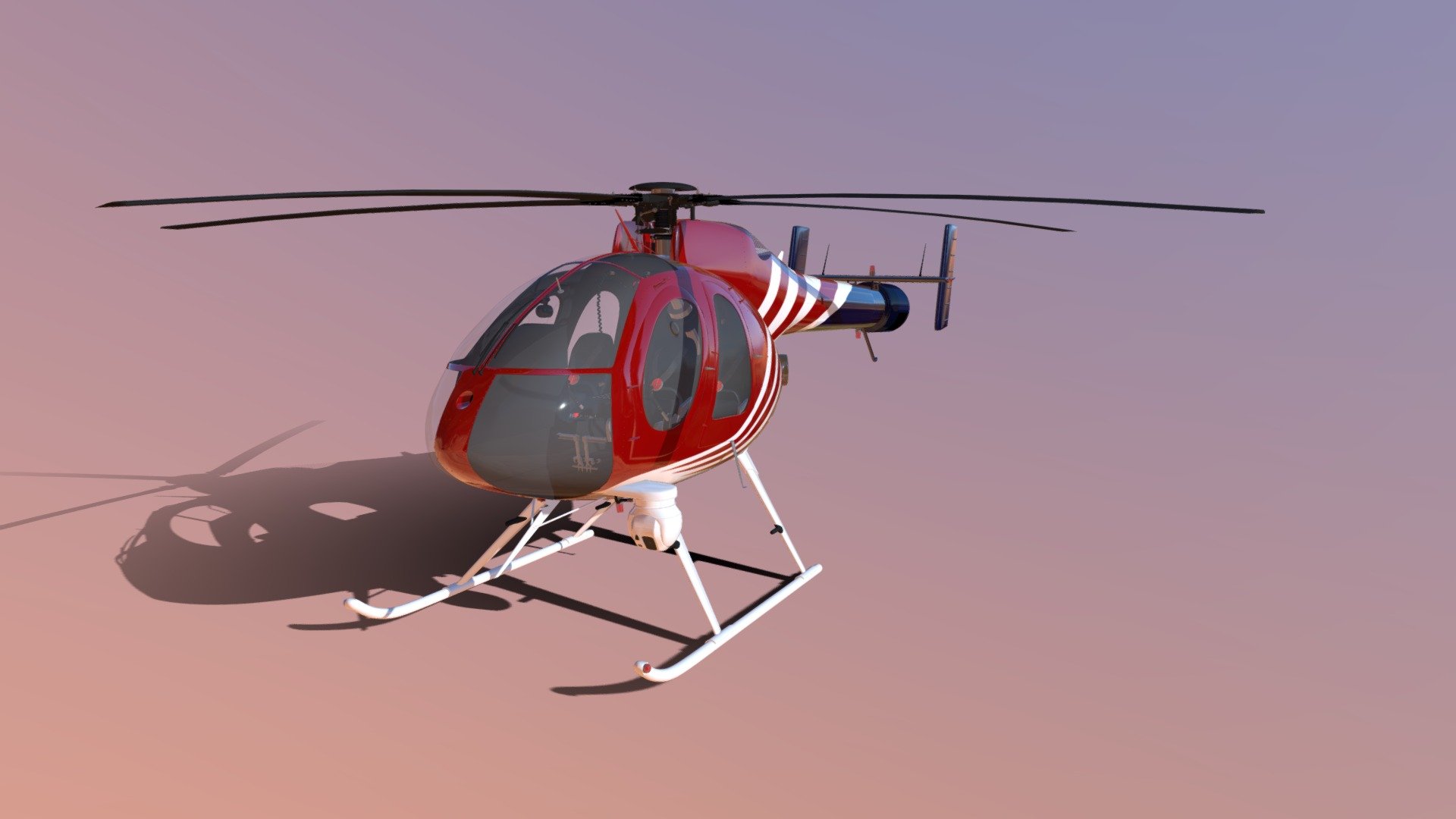 MD-520N NOTAR Helicopter textured in a patriotic scheme with all axis points ready for animating.  This model is native to C4D as a fully rigged model with controls and lighting at the click of a button or the use of a slider.  UVW mapped with textures at least 4K or better.

Formats:  C4D (Rigged, Native), 3DS, DAE, FBX, Blender, OBJ - MD 520N NOTAR Helicopter - Buy Royalty Free 3D model by rohr3dsolutions 3d model