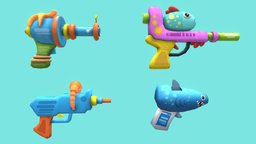 Stylized Gun Bundle fish, creatures, handpainted, lowpoly, gameasset, stylized, gun, sea