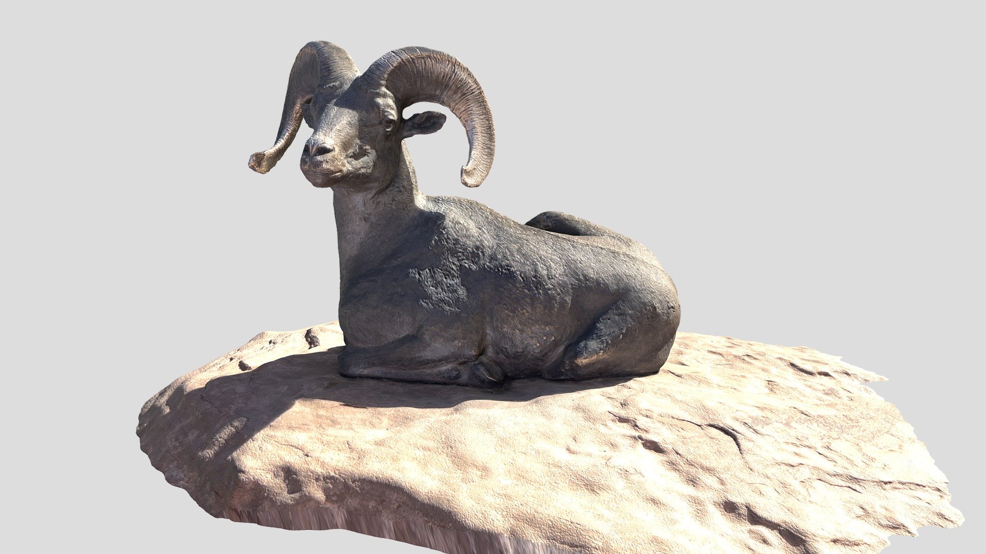 A bronze Ram statue outside the Welcome Center at Arches National Park, Utah 3d model