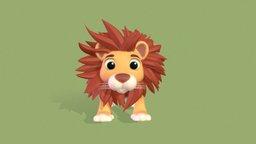 Stylized Toon Lion (rigged) cat, toon, cute, kids, happy, pet, children, mammal, habitat, safari, lion, nature, cartoon, pbr, lowpoly, creature, animal, animation, stylized, environment, noai