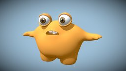 Rigged Monster Character mouth, humanoid, toon, cute, orange, figure, new, big, rig, clean, general, eyes, commercial, talking, game-ready, cheap, shape-keys, character, cartoon, cool, gameasset, monster, simple, rigged, two-eyed, face-rig