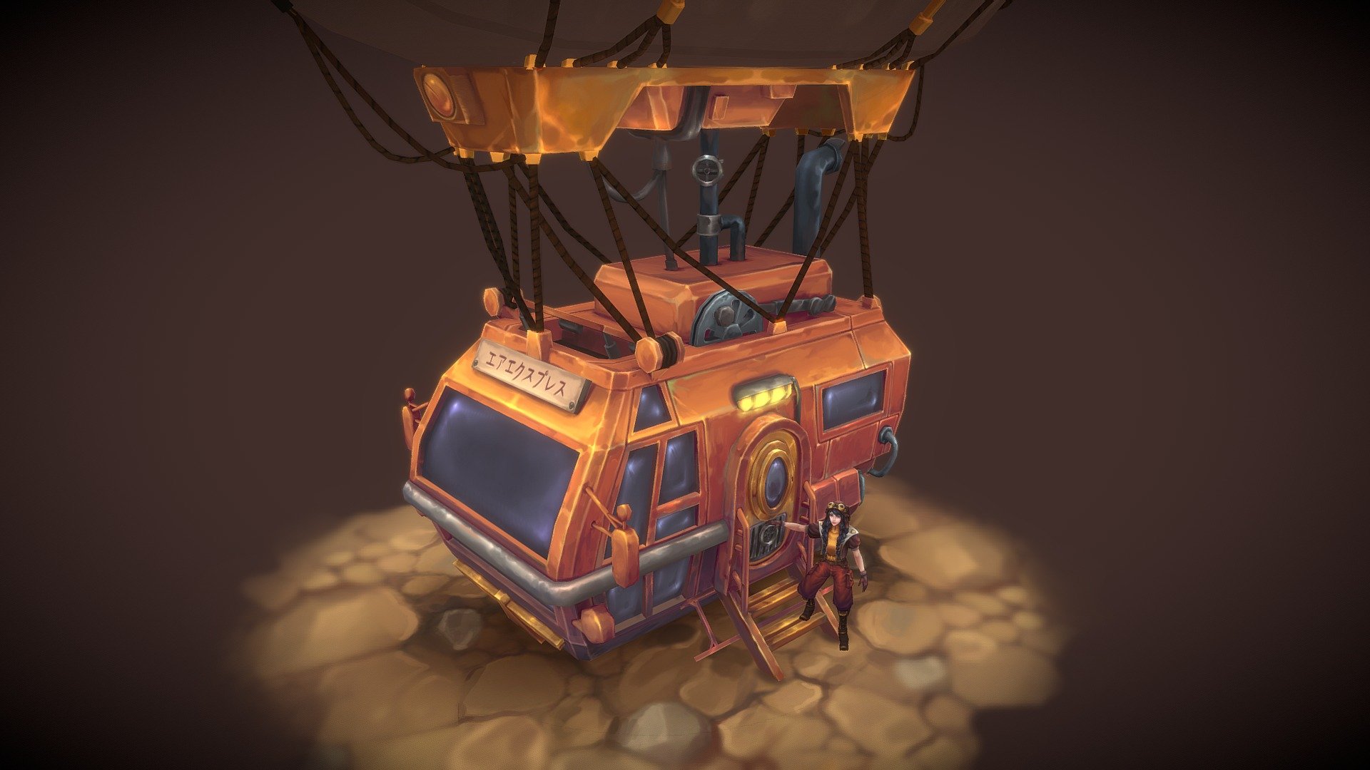Hi there! One of my most long-term project for this moment) Fully handpainted, no highpoly character with vehicle. Had a lot of fun doing this one :3  Full project here - https://www.artstation.com/oleaf - Air Express - 3D model by Oleaf (@homkahom0) 3d model