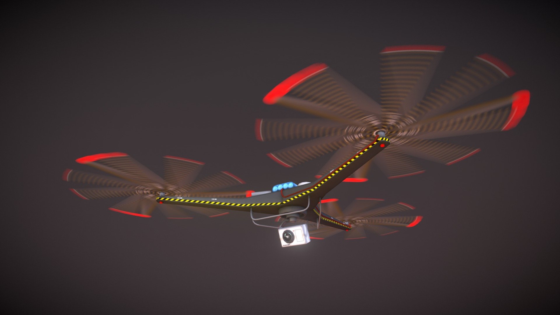 A Tricoptor drone for use in a cyberpunk city project - Tricopter Drone - 3D model by Niion 3d model