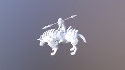 Low Poly Wolf Rider lowpoly, man, creature, animal, wolf