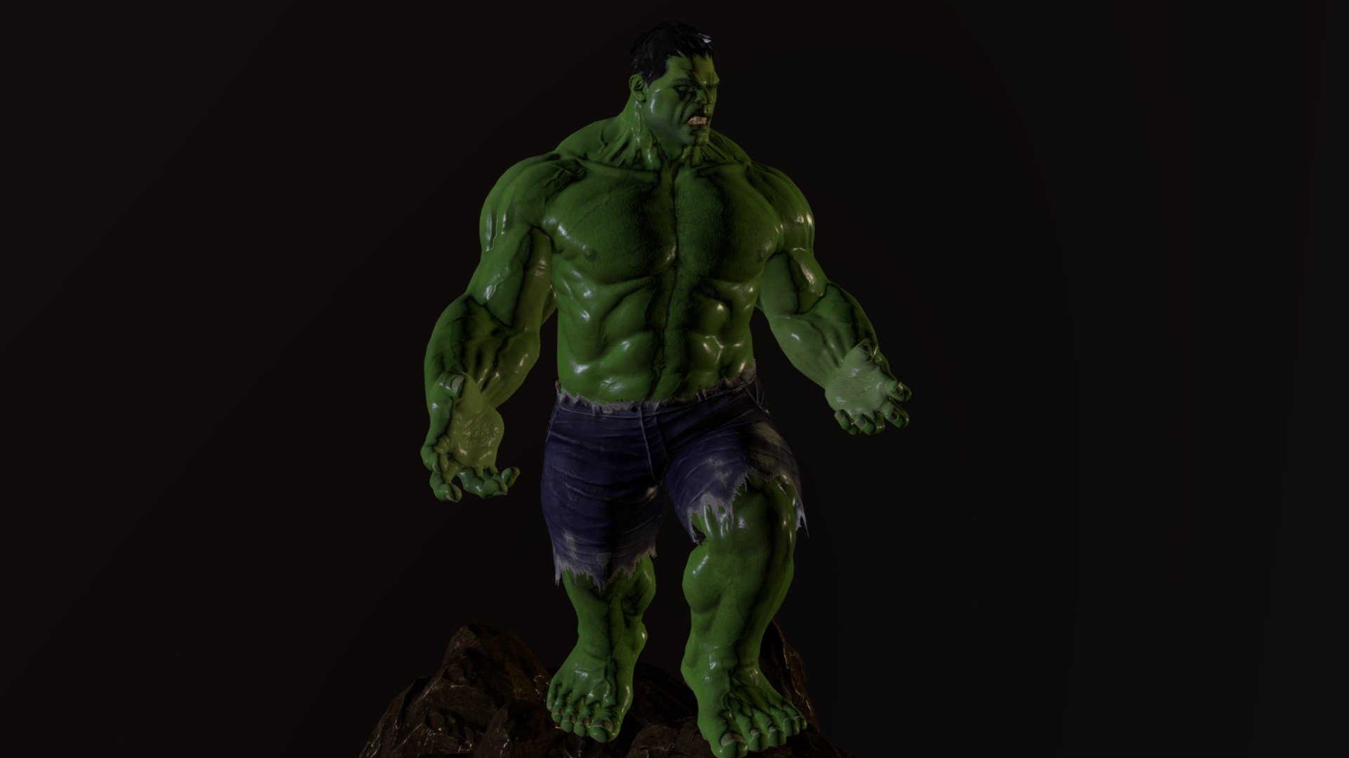 This is the Hulk model I made for Marvel Powers United VR here at Sanzaru Games. What an incredibly fun and challenging project to work on! Made with Zbrush, Maya, and Substance Painter. The rocks used for the base were made by my awesome co-worker, anes 3d model