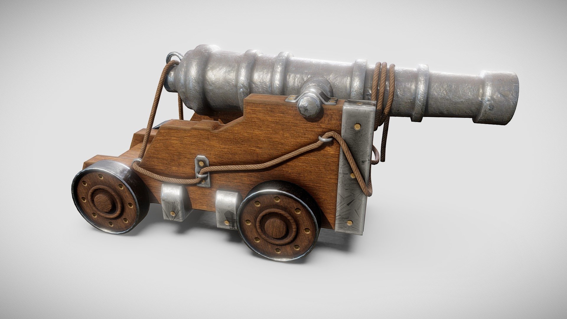 I've really waanted to make a pirate game for a long time, but I dont have the skills or the time to make a complete game. This is the type of cannon that you might find on one of said pirate ships.

My First attempt at rope, and I think it turned out very well.

Unfortunately som eof the textures seemed to bug our when imported to sketchfab 3d model