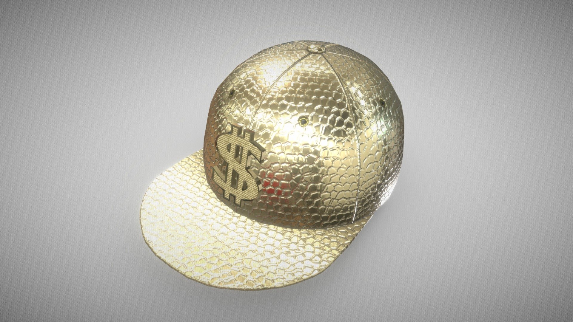The gold snakeskin pattern and large &ldquo;$