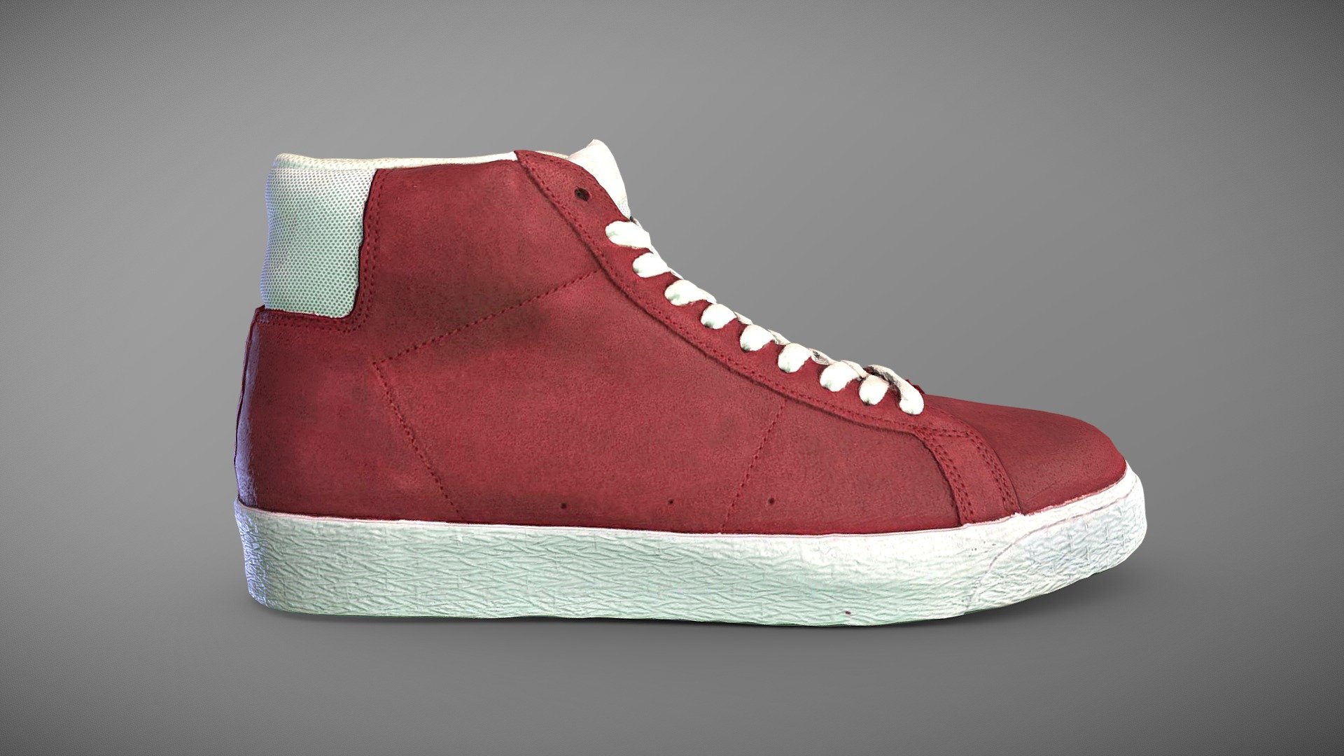 Single camera, turntable 3D-scanned skateboarding sneaker

Retopologized to efficient quads, UVs and re-projected texture

All textures are 8192x8192 pixels - High top skateboarding sneaker (de-branded) - Buy Royalty Free 3D model by omegadarling 3d model