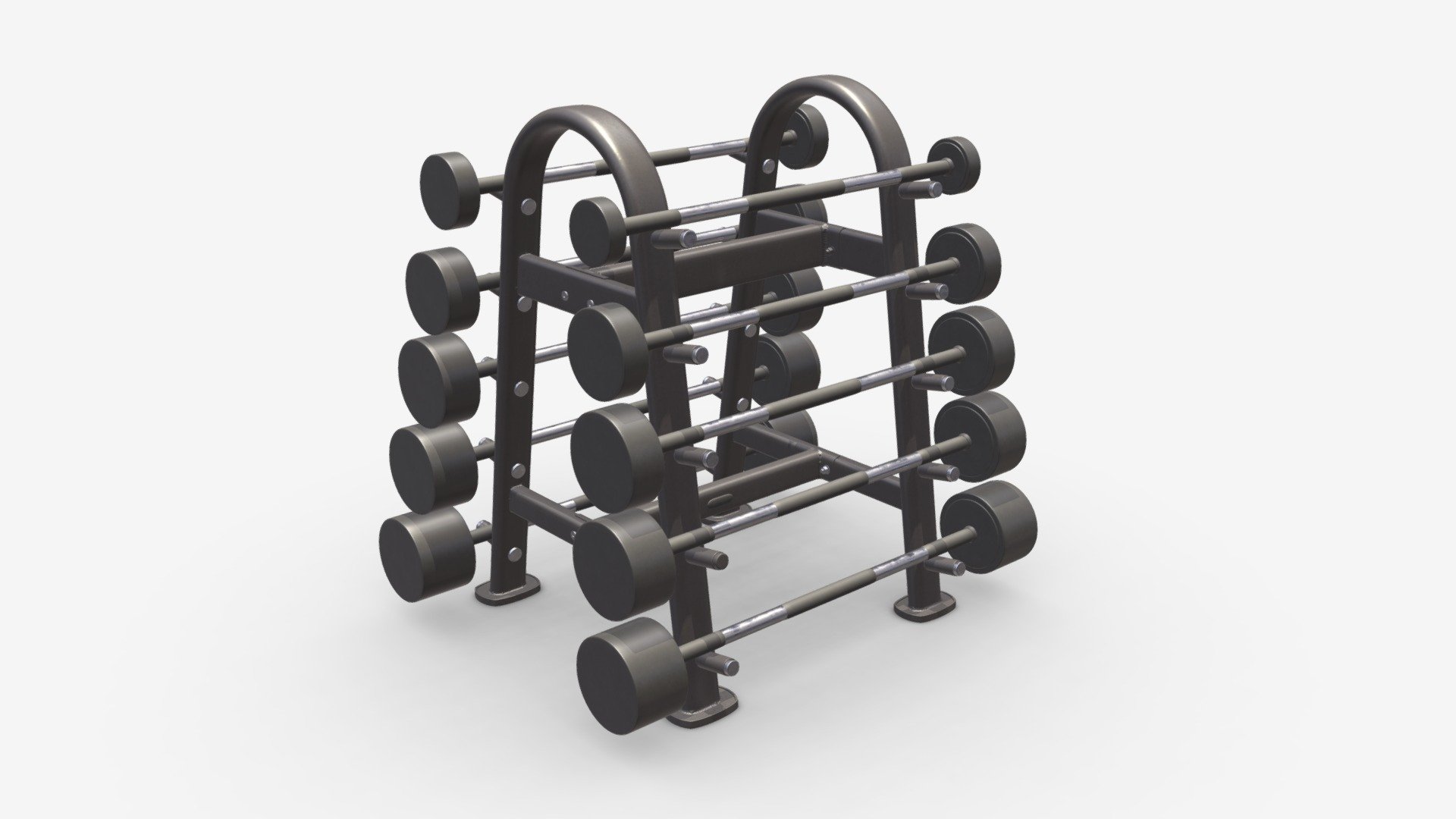 Rubber barbell set on rack - Buy Royalty Free 3D model by HQ3DMOD (@AivisAstics) 3d model