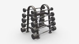 Rubber barbell set on rack lift, plate, rack, heavy, fitness, gym, exercise, chrome, rubber, iron, barbell, lifting, weight, bodybuilding, weightlifting, pbr, sport