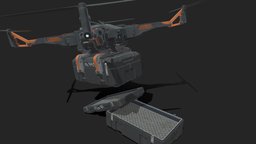 Quadcopter Drone crate, drone, carrier, aircraft, box, quadcopter, carrying, substancepainter, blender, blender3d, scifi, model, futuristic, concept
