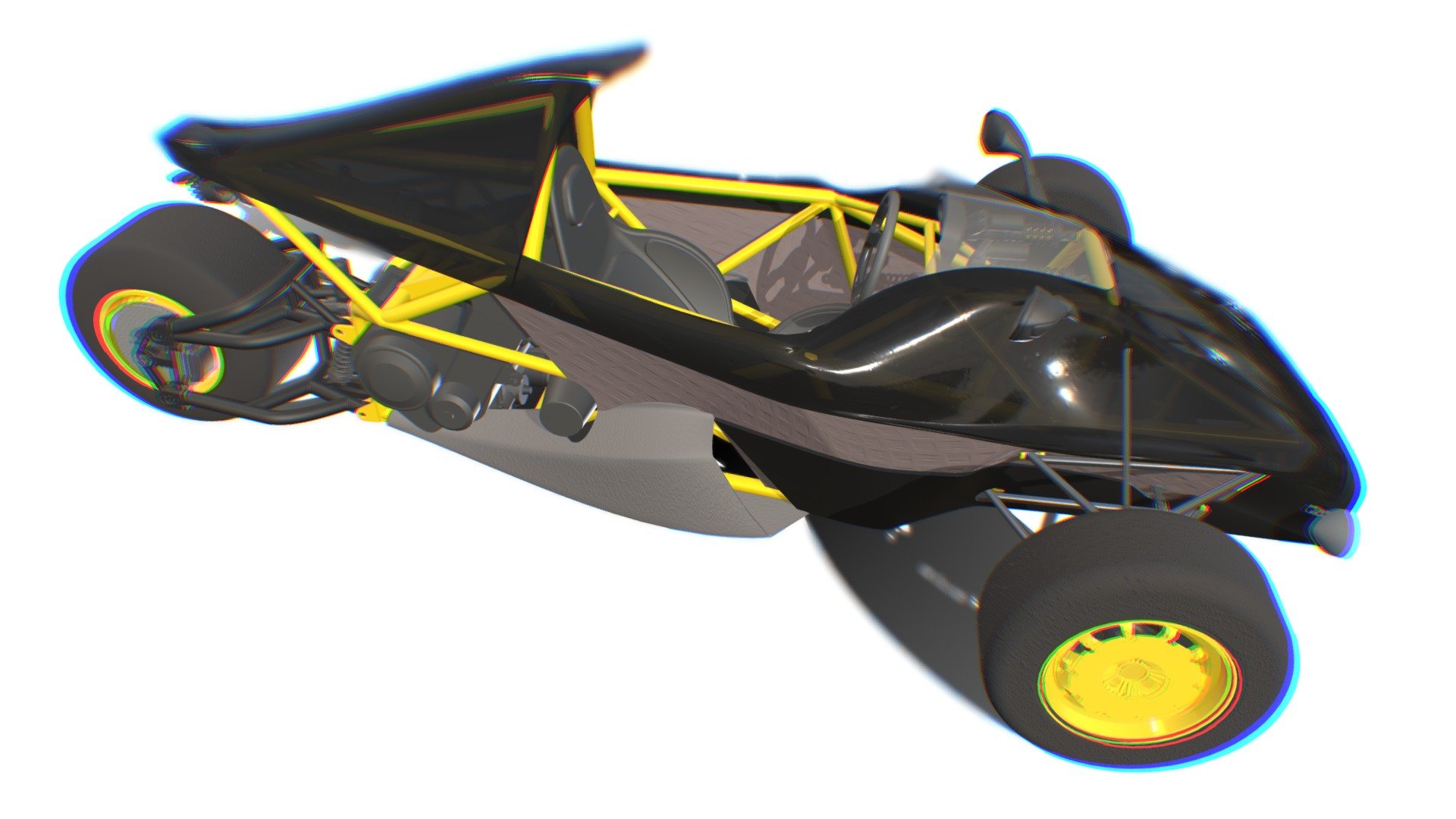 Darkside is a sport trike contest entry for a vehicle design competition: https://www.drksd.info/competition
It had a fresh brief and it is targeted to drivers that dare to be different.

I designed the bodywork, following a smooth and organic form, with aerodynamics and efficiency in mind. 
The design language had transparency in mind, partially covering the front 2/3 of the car, while the rear remains uncovered.

It expresses sportivity, lightweight and power.
I aimed for a construction from several parts, thus being easier to manufacture, repair, or customise.
The bodypanels are made of carbonfiber vacuumed on molds 3d model