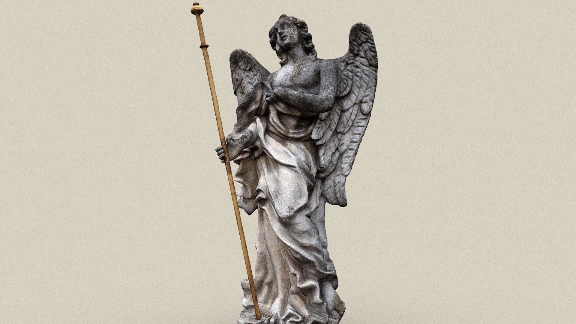 Statue of an angel as part of the Trinity Column in Laa an der Thaya. The column made of Zogelsdorf sand-lime stone was completed in the summer of 1710 and contains the Christian angelology 3d model