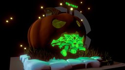 Radioactive CATLOWEEN !!! green, lights, cat, cute, scary, haloween, pumpkincarvingchallenge, fluo, cartoon, zbrush, pumpkin