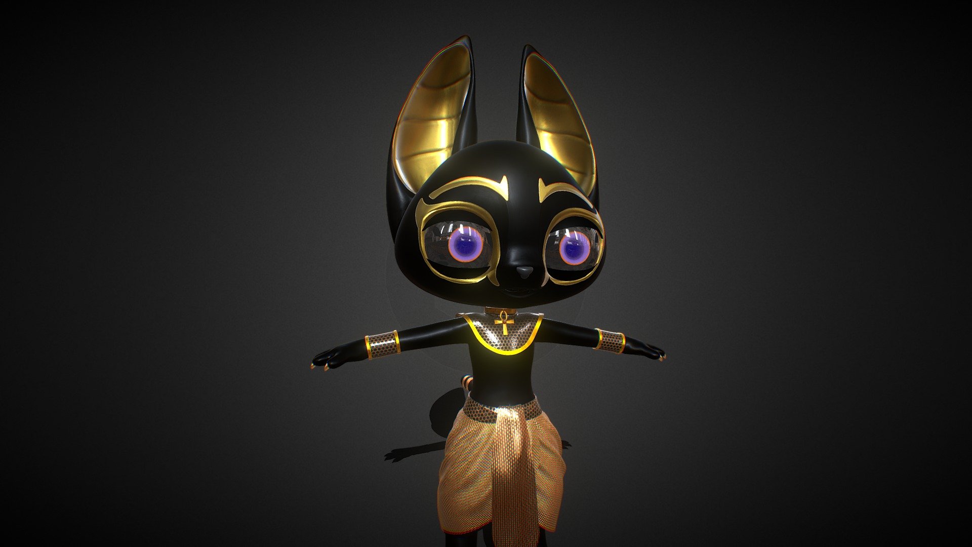 I looked at the Egyptian statues of cats, and wanted to make this cat 3d model