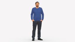 001165 man with hobo beard hand in pockets style, people, fashion, clothes, realistic, success, character, 3dprint, model, man, human, male